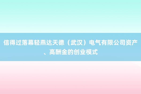 信得过落幕轻燕达天德（武汉）电气有限公司资产、高酬金的创业模式