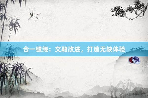 合一缱绻：交融改进，打造无缺体验